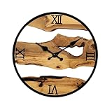 MotiveTech Orologio da Parete Legno Silenzioso Decorativo Stile Vintage Movimento Preciso E Numeri Ben Visibili Adatto per Ufficio Camera Bambini Ingresso Sala P, Numeri Romani
