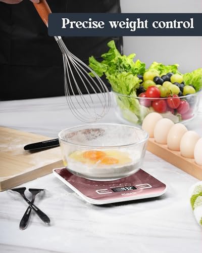 Tcsxady Food Scale, 11lb Digital Kitchen Scale with 6 Units LCD Display and Tare Function,Compact Design for Baking,Healthy Cooking,Meal Prep, 304 Stainless Steel - 3