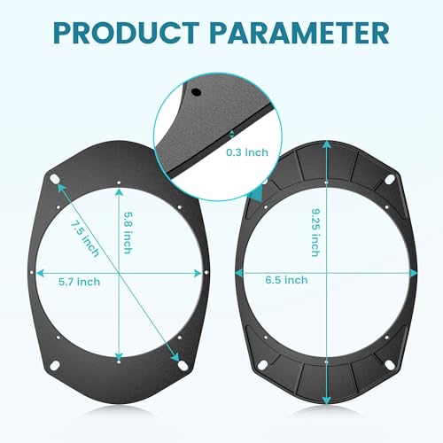 NuIth 6X9 to 6.5 Inch Rear Door Speaker Spacer Ring Adapter for Select 1994-2005 GMC/Buick/Chevrolet/Cadillac, 6.5" Aftermarket Speaker Mounting Brackets Converter, 1 Pair