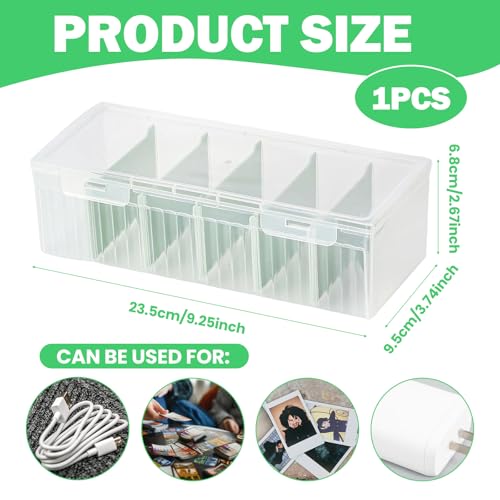 CVASNF 2 Stück Vokabelbox, Transparente Karteikarten Box mit Abnehmbaren Trennbretter Karteibox mit Deckel für Bis zu 600 Karten für Lernkarten Visitenkarten Notizen Karten 23.5 x 9.5 x 6.8cm