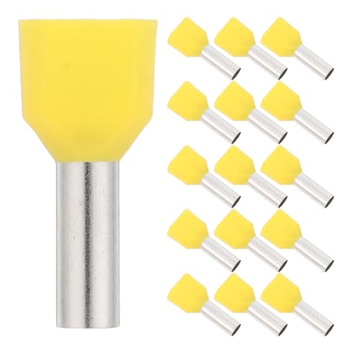 TOBBOMEY 200pcs AWG 14/6.0mm² Wire Copper Crimp Connectors Twin Insulated Ferrule Pin Cord End Terminals for Industrial Automotive Wiring Projects TE6014