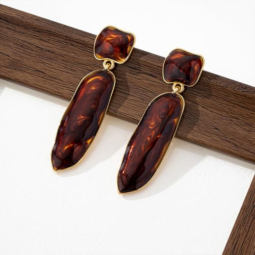 Y2k Large Chunky Gold Brown Resin Dangle Drop Earrings for (Brown) by Lcineic - Used condition - Image 5