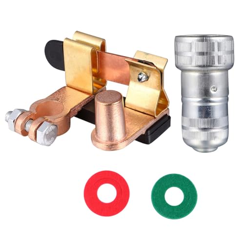 Ipetboom Interrupteur de Déconnexion de Batterie pour Voiture Coupe-Circuit à Lame en Laiton Résistant à la Corrosion Bornes Négatives 15-17 MM Ensemble Brosse de Nettoyage et Tissu