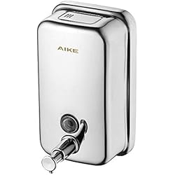 AIKE AK1001 Dispensador de Jabon de Manos, 500 ml Comercial Dispensador de Jabón Pared de Acero Inoxidable Recargable para baño, Fregadero Doméstico