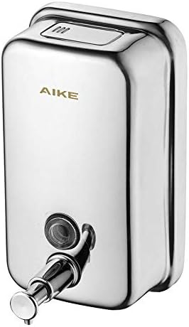 AIKE AK1001 Wall Mount Manual Pump Soap Dispenser 17 fl.oz. Stainless Steel