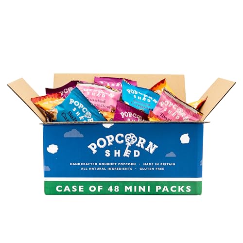 Popcorn Shed - Gourmet Popcorn Mini Bag Multipack | 48 x 7g bags in 4 flavours | Popcorn Sample Packs | Luxury Popcorn Assortment Pack for Hotel, Travel and Offices