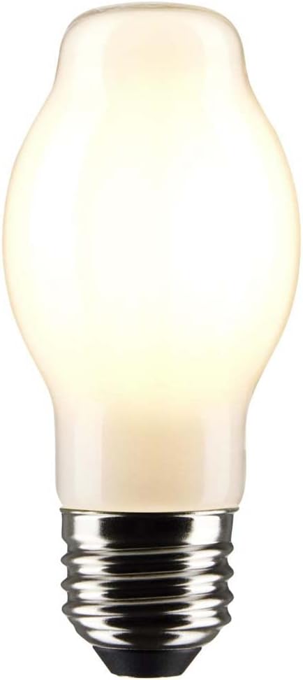 Satco S21339 8 Watt 120V LED Filament Light Bulb, White Finish, 5000K Natural White, 800 Lumen, Dimmable, Medium Base BT15, 6 Pack