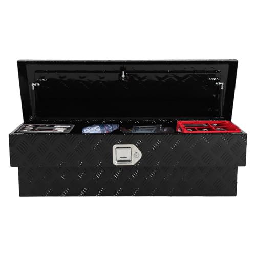Wibq Lois 36'' Aluminum Side-Mount Truck Tool Box with Paddle Latches, Weatherproof Seal, and Durable Black Finish – Perfect for Secure Storage (Black, 36-Inch)