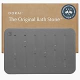 Dorai Home Stone Bath Mat - Premium Diatomaceous Earth Bath Floor Mats with Non-Slip Base, Fast-Drying Modern Shower Mat for Bathroom | Rain Slate
