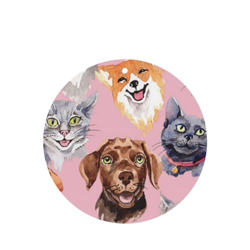 吊り下げ式車用芳香剤カード 2枚パック - 長持ちする吊り下げ式アロマセラピーカード (ラベンダーの香り) 車、自宅の寝室、ワードローブ、靴箱などに最適。ユニセックス (エキゾチックな猫と犬の野生動物の水彩画柄)