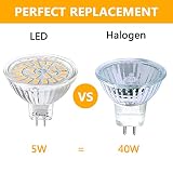 Vlio 6er MR16 GU5.3 LED Lampen Warmweiß 5W Ersatz für 40W Halogen Kein Flackern 3000K 450 Lumen LED Birne Leuchtmittel 120° Abstrahwinkel Spot Nicht Dimmbar AC/DC 12V