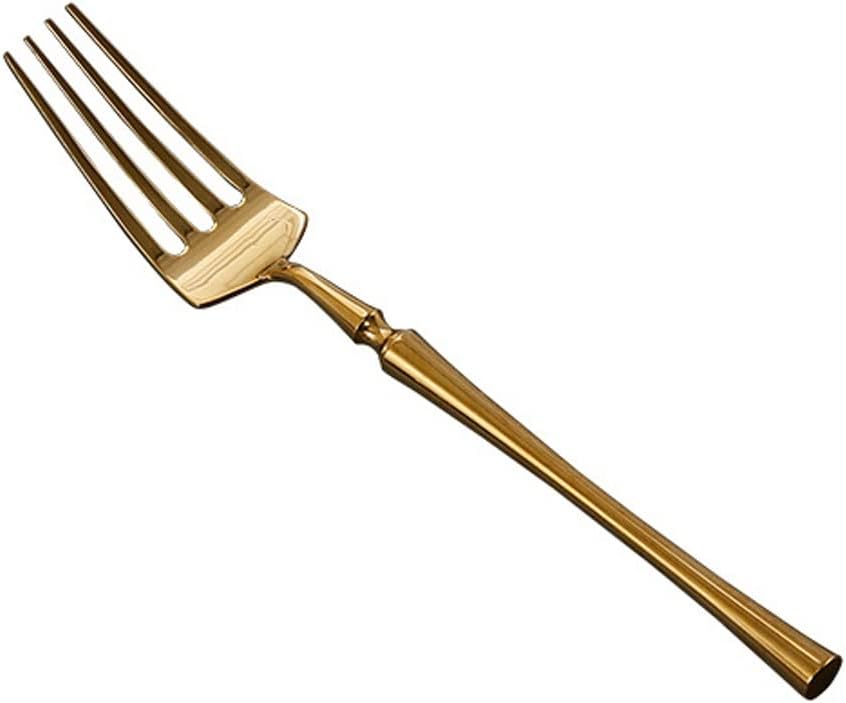 Dinner Forks Fashion Shiny Champagne Gold Tableware Fork Stainless Steel Dinner Fork (Golden)