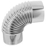 DOITOOL Codo de Chimenea de Acero Inoxidable 90 Grados para Estufa de Leña Conducto de Ventilación Resistente Tubo de Chimenea para Calefacción Exterior Accesorio para Evacuación de