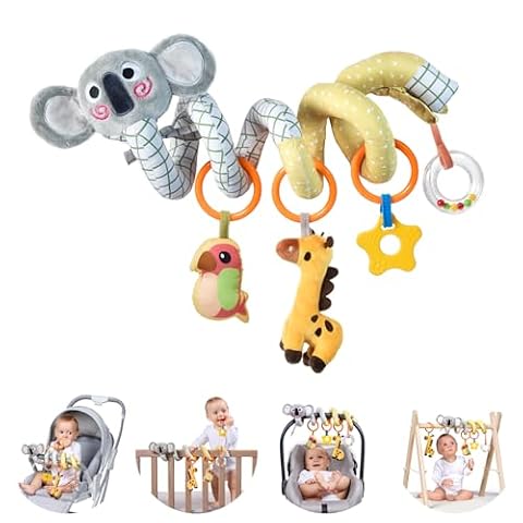 Tumama Kids Spiralny wózek dziecięcy dla niemowląt 0-12 miesięcy, fotelik samochodowy dla niemowląt, miękkie wiszące zabawki, sensoryczna wczesna edukacja, wózek dziecięcy