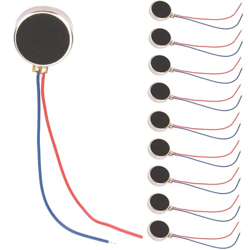 GERUI Lot de 10 mini moteurs de vibration 10 x 2,7 mm CC 3 V 80 mA 11000 tr/min 1027 pièce plate type bouton micro DC moteur vibrant pour téléphone portable et pager