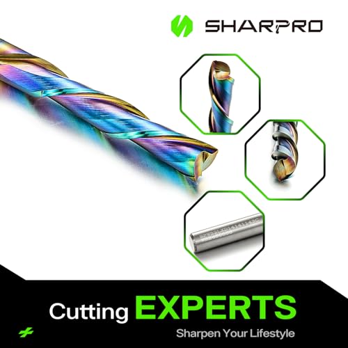Sharpro 1/4 Downcut Router Bit 1/4 Shank, Spiral CNC Router Bits with Coating, Down Cut Carbide End Mills for Woodcraft, Engraving, Mortising, Acrylic and Aluminum,1-1/4" CL,3" OVL by SHARPRO - Image 3