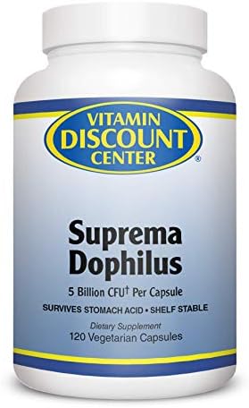 Vitamin Discount Center, Suprema Dophilus Probiotic Blend Dietary Supplement, 5 Billion CFU Per Capsule, Survives Stomach Acid, Immune Support, 120 Vegetarian Capsules