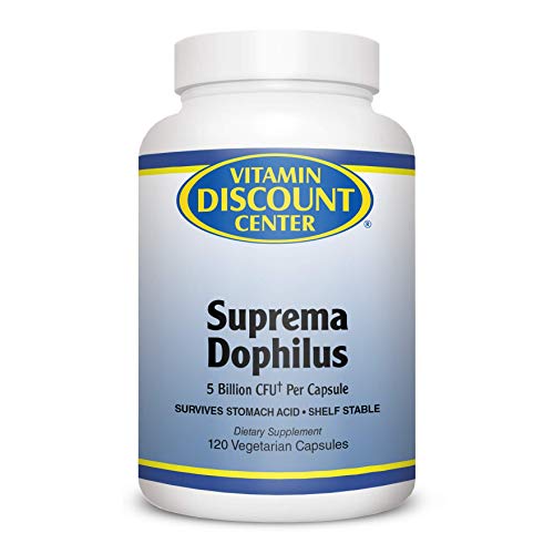 Vitamin Discount Center, Suprema Dophilus Probiotic Blend Dietary Supplement, 5 Billion Cfu Per Capsule, Survives Stomach Acid, Immune Support, 120 Vegetarian Capsules #TOP1