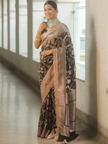 Image of SGF11 Women's Kanjivaram Pure Soft Silk Saree With Blouse Piece