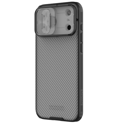 Image of Nillkin for iPhone 17 Pro Max Case with Slide Camera Cover, Thin Slim Fit, Shockproof Protective, Protector Privacy, Phone Case iPhone 17 Pro Max Camera Lens Protector 6.9 inch, Transparent Black