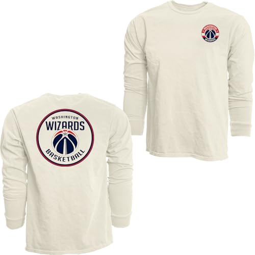 Washington Wizards NBA Officially Licensed Long Sleeve T-Shirt Ringspun Front/Back Ivory, XX-Large