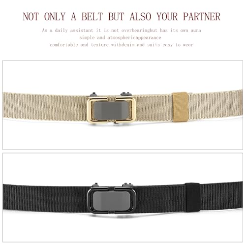 2 Pack Men's Nylon Ratchet Belt, Casual Web Click Belt with Slide Buckle for Jeans3