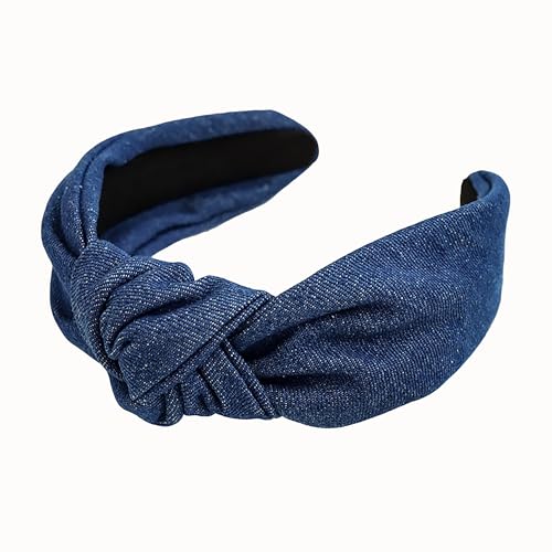 XXFBJNMD Denim Knot Headbands Knotted Wide Headbands for Women Made of Nonslip Material Can be Given as a Gift and is Suitable for Daily Wear on Any Occasion