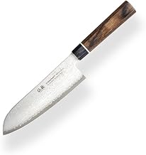 Suncraft VG-10 Black Damascus & Kitchen Knife & Damascus Santoku Chef Knife 167mm & Professional Japanese 67 Layer Steel with Pakkawood Handle