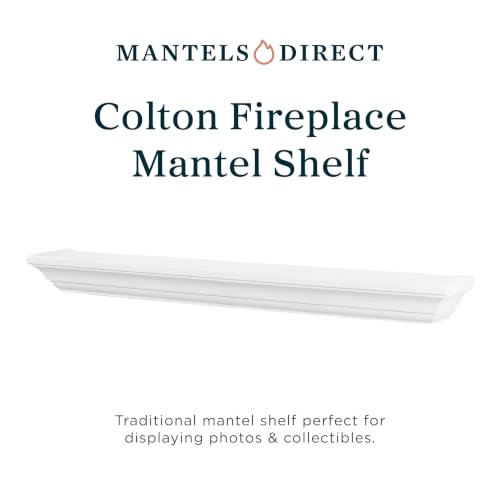 MANTELSDIRECT 72 Inch Floating Fireplace Mantel Wood Shelf in White - Colton from Mantels Direct | Wooden Rustic Wall Shelf Perfect for Décor and Electric Fireplaces by MANTELSDIRECT - Image 3