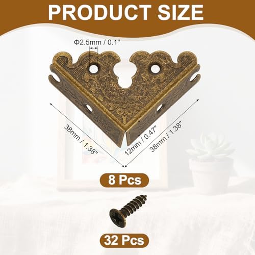 uxcell 8Pcs Decorative Corner Protectors, Metal Corner Guards Bronze — 사진 2