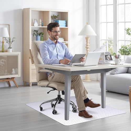 Office Chair Mat for Hard Floor, 45'' x 53'' Computer Desk Chair Mat for Floors, Easy Rolling for Office on Carpets Anti-Slip Carpet Protector for Rolling Work and Gaming Chairs by Garvee - Used condition - Image 2