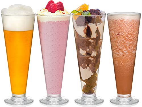 TOPZEA 4 Stück großes Bierglas, 383 ml Milchshake-Gläser altmodische Saft-Soda-Glas, Bar-Cocktailgläser, Pilsner-Handwerk, Biergläser, Eisbecher mit Fuß für tropische Getränke, Parfait Cover