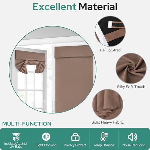 HOMEIDEAS 100% Blackout French Door Curtains, Privacy Door Curtains for Window, 30 X 40 Inch Room Darkening Blinds, Thermal Insulated Window Shades for Bedroom, 1 Panel, Coffee by HOMEIDEAS - Image 5