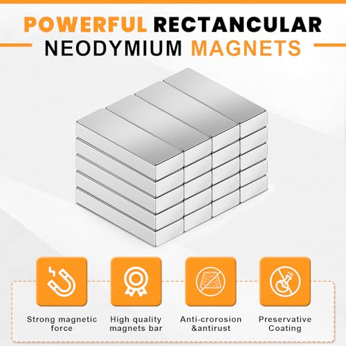 Image of MIKEDE Rare Earth Bar Strong Magnets Neodymium Heavy Duty for Fridge DIY Craft Science，40 Pcs 30x10x5 mm