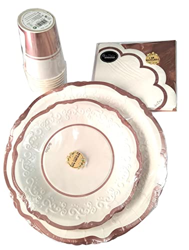 Givi Italia Cart One - Juego de 40 platos de papel rosa y rosa Cover