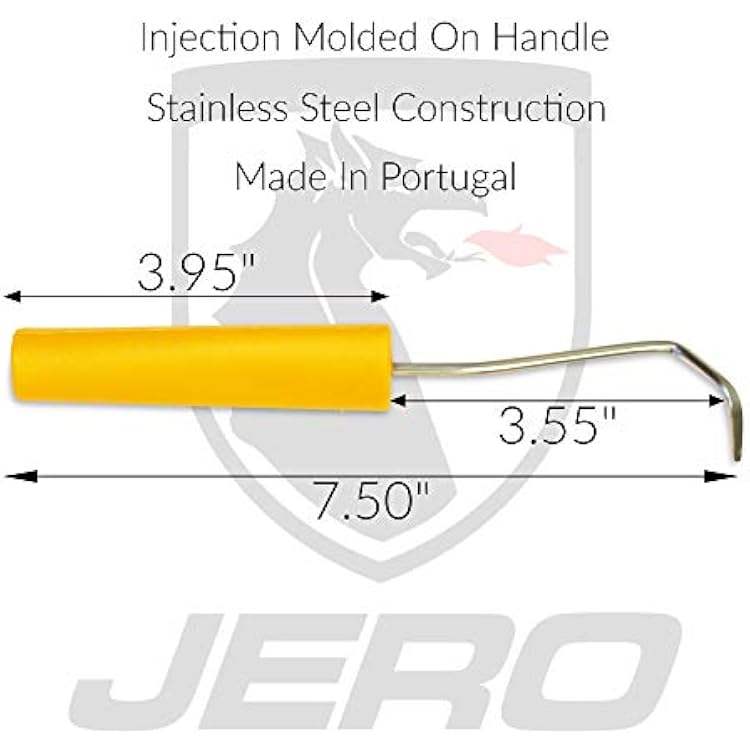 Jero Horse Hoof Pick - Stainless Steel Construction - Easy Grip Poly Handle - Offset Pick Design