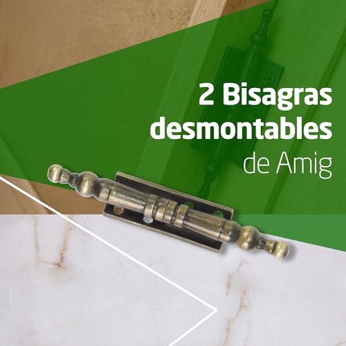 Miniatura 2 de Amig - Bisagra Desmontable Decorativa Con Remate - Fabricada En Zamak - Para Puertas Abatibles De Armarios Y Otros Muebles - Medidas 100 X 10 Mm - Acabado En Cuero