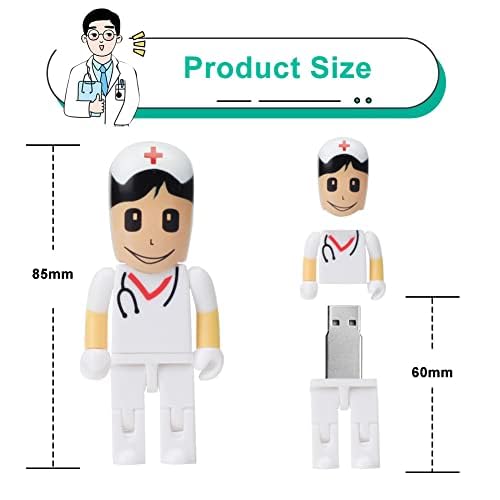Pamięć USB 64 GB Cute Nurse Model Stick USB 2.0 Flash Drive do zewnętrznego przechowywania danych, biały