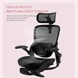 MUSSO E80 Ergonomiczne krzesło biurowe dla kobiet, małe ramki, regulowane krzesło biurkowe z podparciem lędźwiowym 3D, zagłówek 4D, podnóżek, podłokietniki 90°, fotel komputerowy z odchylaną siatką o