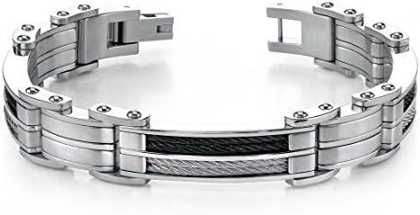 Peora Mens Stainless Steel Bracelet, Two-tone, College Graduation Gift for Him