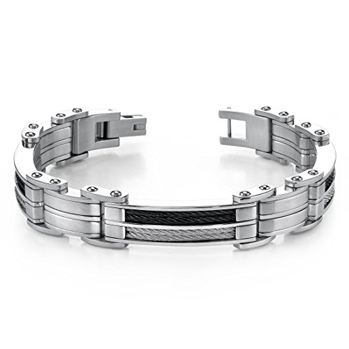 Peora Mens Stainless Steel Bracelet, Two-Tone, College Graduation Gift For Him #TOP5