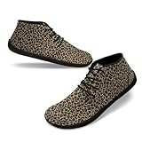 FUIALDOLG Brown Leopard Men's Women's Wide Barefoot Sneakers Waterproof Wide Width Fashion Sneaker Zero Drop Sole Running Footwear Barefoot Shoes for Women Men