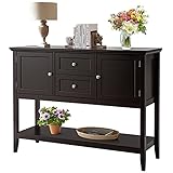PETSITE Sideboard Buffet Cabinet with Storage, Drawers & Open Shelf, Wood Accent Cupboard Console Ta