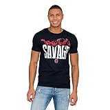 Marvel Comics Deadpool Savage Black T-Shirt (Adult Small)