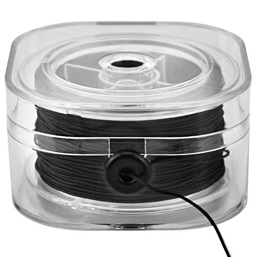 AIEX 0.8mm Elastic String Stretchy Beaded Bracelet Thread with Bead Cord Box for Jewelry Bracelet Necklace Making (Black, 30m Roll)