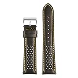 StrapsCo Perforated Leather Rally Quick Release Watch Band Strap - Black & Yellow - 22mm