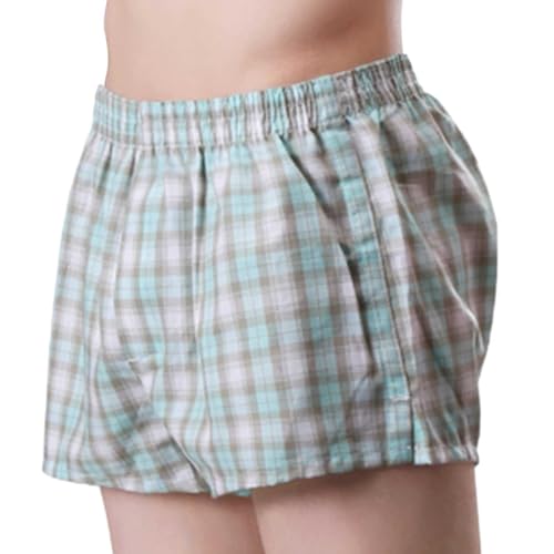 Genérico Calzoncillos Algodon,Pantalones Sueltos a Cuadros para Hombre Pijama casero algodón cómodo Transpirable Ropa Dormir Masculina Ligera