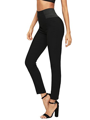 Sweatyrocks Women's Casual Leggings Stretchy High Waist Work Pants Black Medium #TOP19