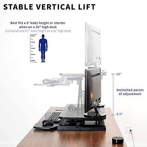 Vivo 32 Inch Carbon Fiber Desk Converter, K Series, Height Adjustable Sit To Stand Riser, Dual Monitor And Laptop Workstation With Wide Keyboard Tray, Black, Desk-V000Kr #TOP4