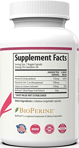 1 Body Vitamin K2 + D3 Supplement – Strong Bones, Healthy Heart & Mood Booster – 60 Servings – Easy To Swallow Vegan Capsules – Vitamin K And Vitamin D Supplement #TOP4